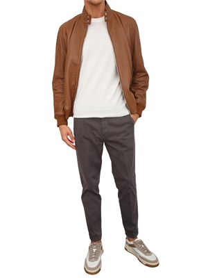 Giubbino uomo Boss in pelle marrone cognac in UOMO