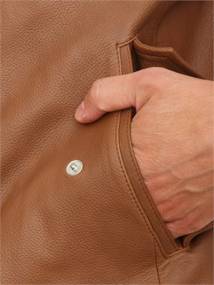 Giubbino uomo Boss in pelle marrone cognac in UOMO