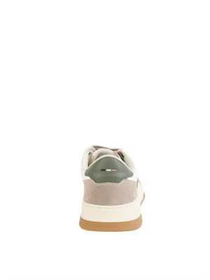 Sneakers Boss uomo in pelle bianca e suede tortora in UOMO