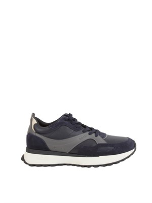 Sneakers Boss uomo in pelle blu in UOMO