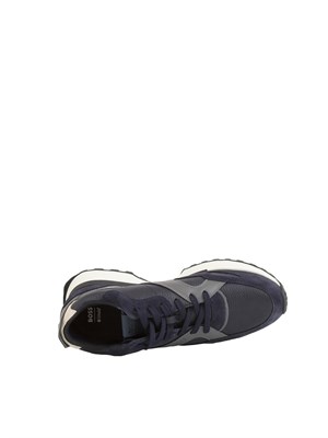 Sneakers Boss uomo in pelle blu in UOMO