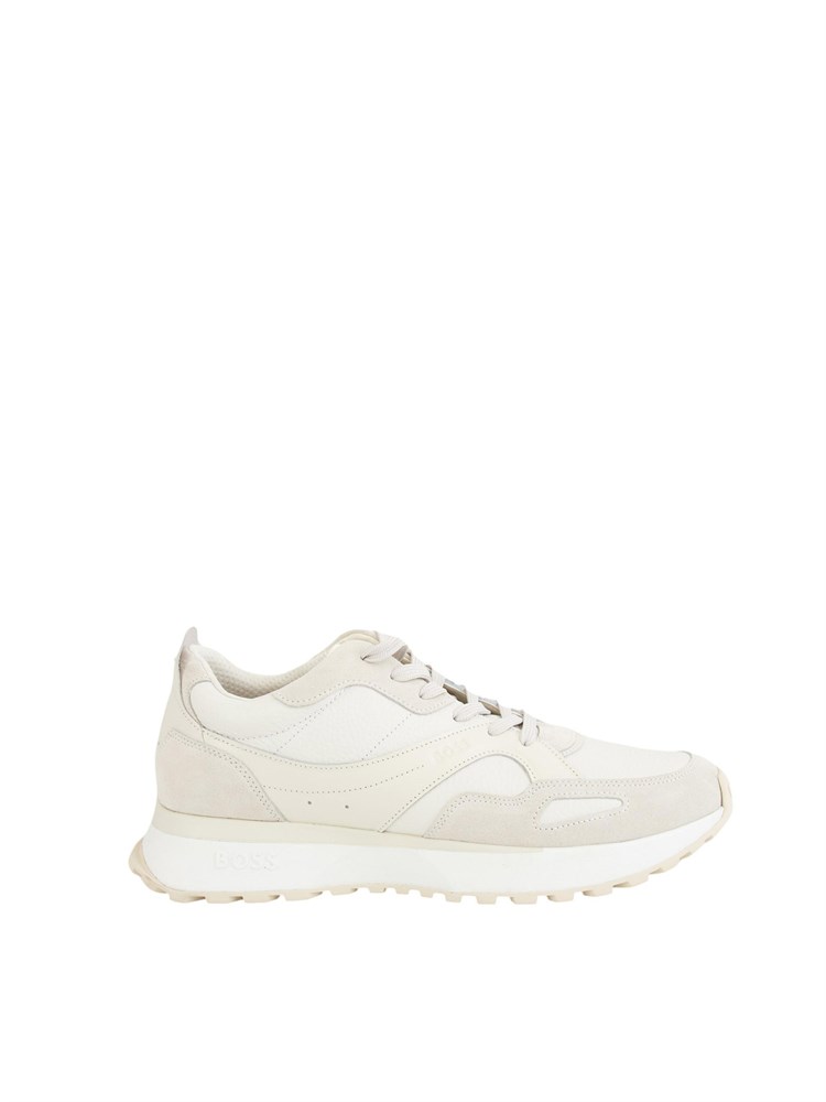 Sneakers Boss uomo in pelle bianca