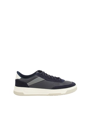 Sneakers Boss uomo in pelle e suede blu in UOMO