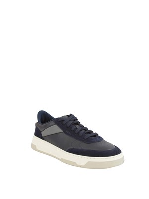 Sneakers Boss uomo in pelle e suede blu in UOMO