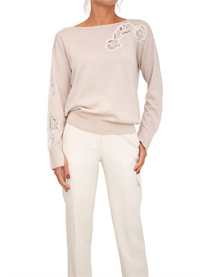 Maglia Blugirl in lana e pizzo rosa in DONNA