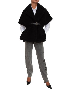 Cappa gilet Blugirl in faux fur nero con cinturino in DONNA