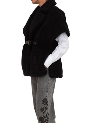 Cappa gilet Blugirl in faux fur nero con cinturino in DONNA