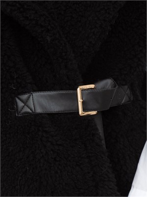 Cappa gilet Blugirl in faux fur nero con cinturino in DONNA