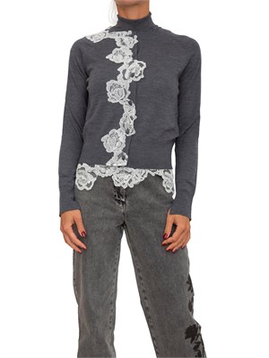 Twin-set Blugirl cardigan+lupetto in lana grigia con pizzo in DONNA