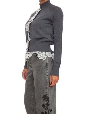 Twin-set Blugirl cardigan+lupetto in lana grigia con pizzo in DONNA