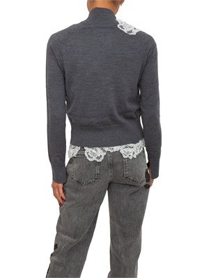 Twin-set Blugirl cardigan+lupetto in lana grigia con pizzo in DONNA