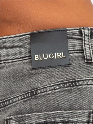 Jeans Blugirl in denim stretch grigio con ricamo floreale in DONNA