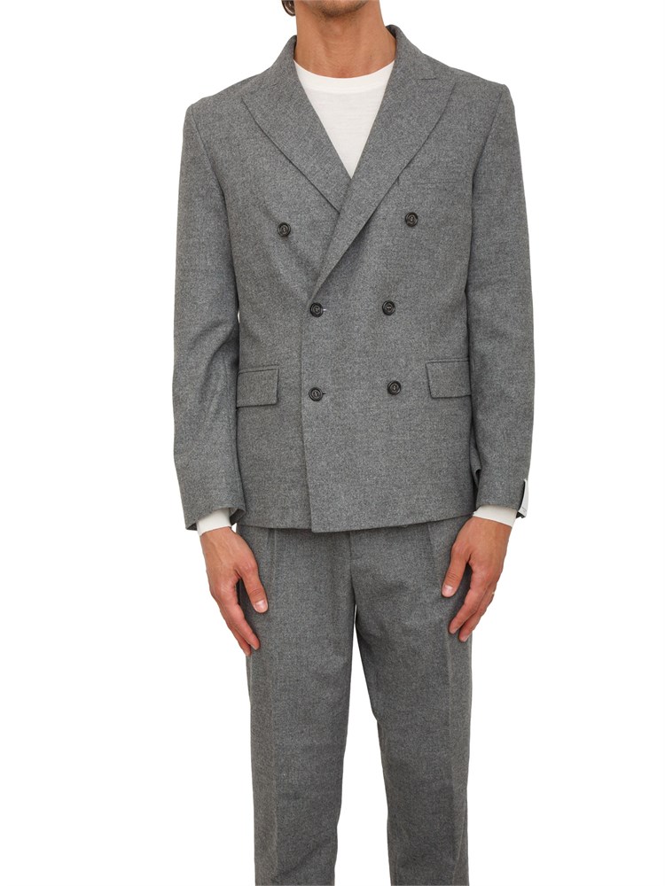 Giacca doppiopetto Paolo Pecora in fresco lana grigia melange