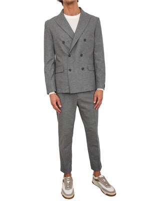 Giacca doppiopetto Paolo Pecora in fresco lana grigia melange in UOMO