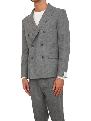 Giacca doppiopetto Paolo Pecora in fresco lana grigia melange in UOMO