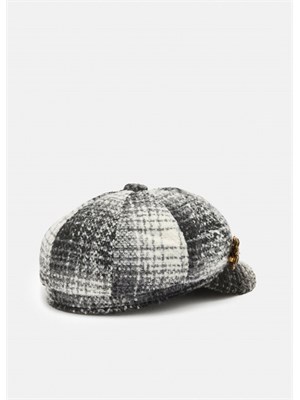 Cappello Liu Jo in tessuto check con spilla  strass e perla in DONNA