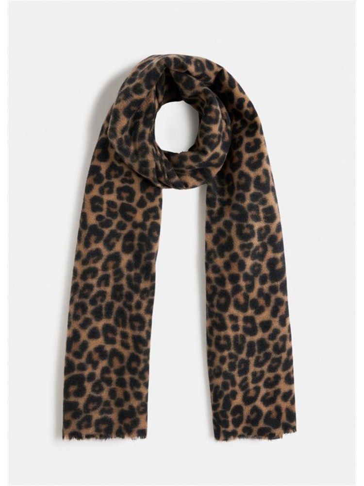 Stola Liu Jo in tessuto stampa animalier e spilla con perle e strass