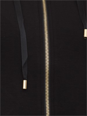 Felpa Liu Jo donna in cotone nero con bordo strass logo in DONNA