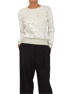 Maglia Liu Jo donna in viscosa e lurex avorio stampa animalier in DONNA