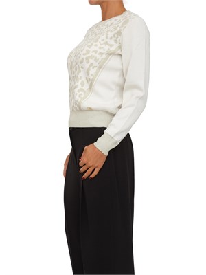 Maglia Liu Jo donna in viscosa e lurex avorio stampa animalier in DONNA
