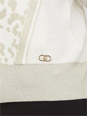 Maglia Liu Jo donna in viscosa e lurex avorio stampa animalier in DONNA