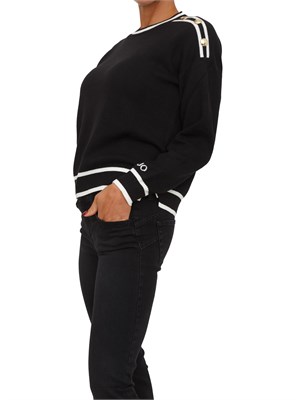 Maglia Liu Jo donna in misto seta nera con dettagli a contrasto in DONNA