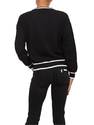 Maglia Liu Jo donna in misto seta nera con dettagli a contrasto in DONNA