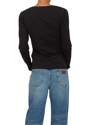 T-shirt Liu Jo donna in cotone stretch nero con logo strass in DONNA