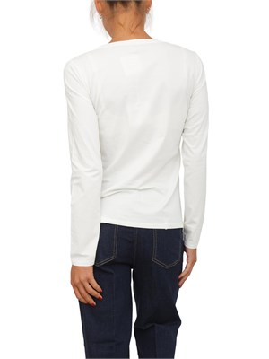 T-shirt Liu Jo donna in cotone stretch avorio con logo strass in DONNA