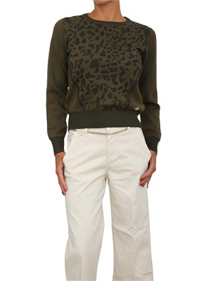 Maglia Liu Jo donna in viscosa e lurex verde stampa animalier in DONNA