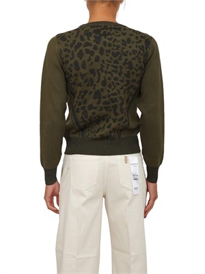 Maglia Liu Jo donna in viscosa e lurex verde stampa animalier in DONNA