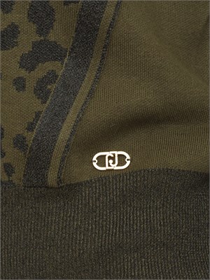 Maglia Liu Jo donna in viscosa e lurex verde stampa animalier in DONNA