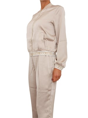 Felpa bomber Liu Jo donna in raso beige con logo in DONNA