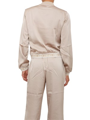 Felpa bomber Liu Jo donna in raso beige con logo in DONNA