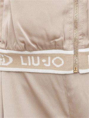 Felpa bomber Liu Jo donna in raso beige con logo in DONNA
