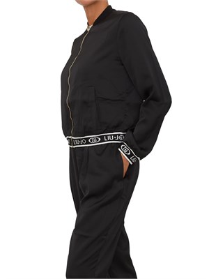 Felpa bomber Liu Jo donna in raso nero con logo in DONNA
