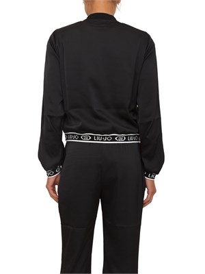 Felpa bomber Liu Jo donna in raso nero con logo in DONNA