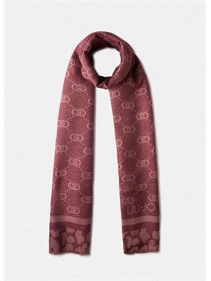 Stola Liu Jo in viscosa e lurex bordeaux logo monogram in DONNA