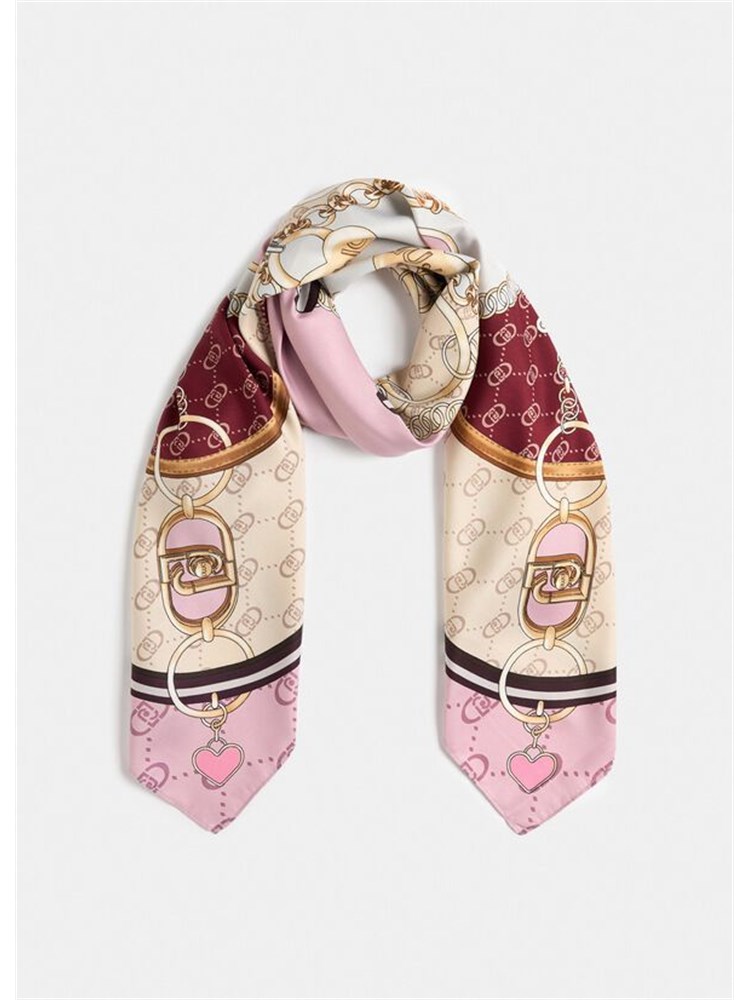 Foulard Liu Jo rosa con stampa grafica logo monogram