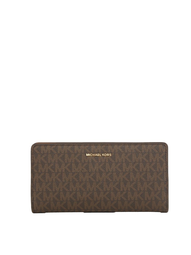 Portafogli Bryant di Michael Michael Kors in pelle saffiano marrone logo