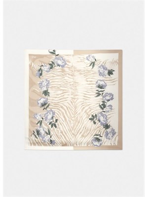 Foulard Liu Jo donna in tessuto beige stampa animalier e fiori in DONNA