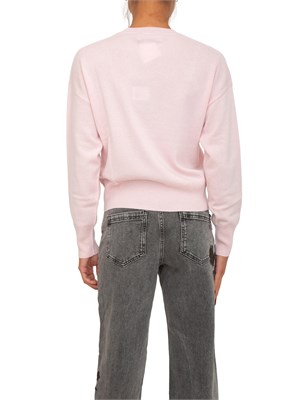 Maglia Blugirl in lana e cachemire rosa logo cristalli in DONNA