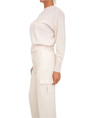 Maglia Blugirl in lana e cachemire avorio logo cristalli in DONNA