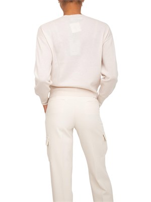 Maglia Blugirl in lana e cachemire avorio logo cristalli in DONNA