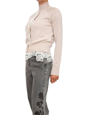 Twin-set Blugirl cardigan+lupetto in lana cipria con pizzo in DONNA