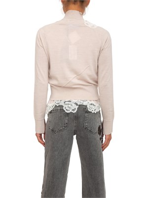 Twin-set Blugirl cardigan+lupetto in lana cipria con pizzo in DONNA