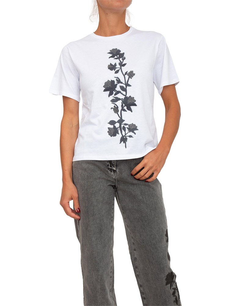 T-shirt Blugirl in cotone bianco con stampa remage