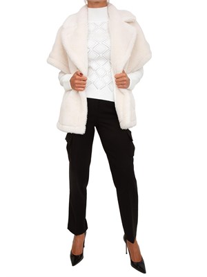 Maglia lupetto Blugirl in viscosa punzonata bianca con strass in DONNA