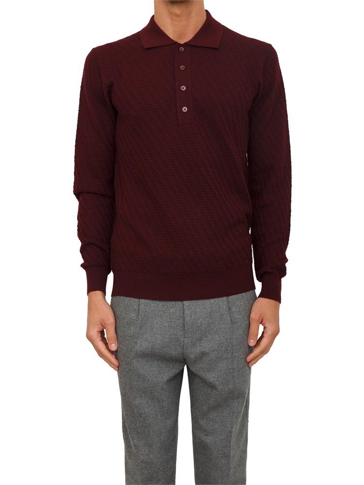 Maglia polo Paolo Pecora in lana bordeaux
