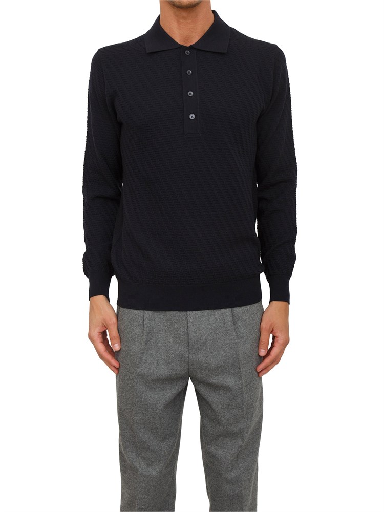 Maglia polo Paolo Pecora in lana blu